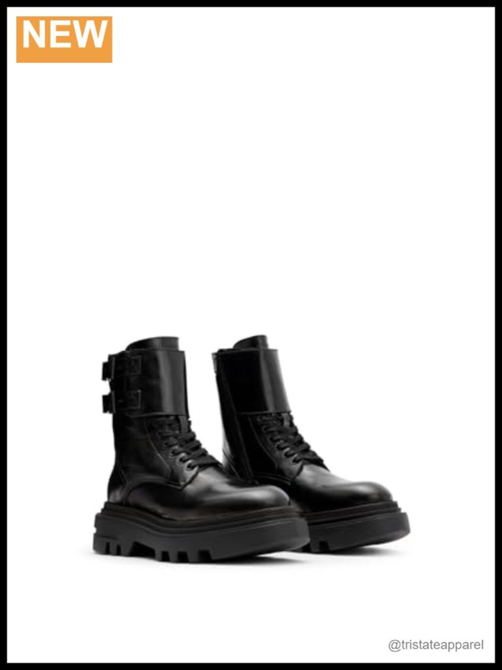 Women's Zoe Lace Up Combat Boots - Chunky Cleated Sole Leather